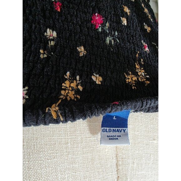 Floral Puff Sleeve Midi Dress With Pockets Black Multicolor - Picture 8 of 9